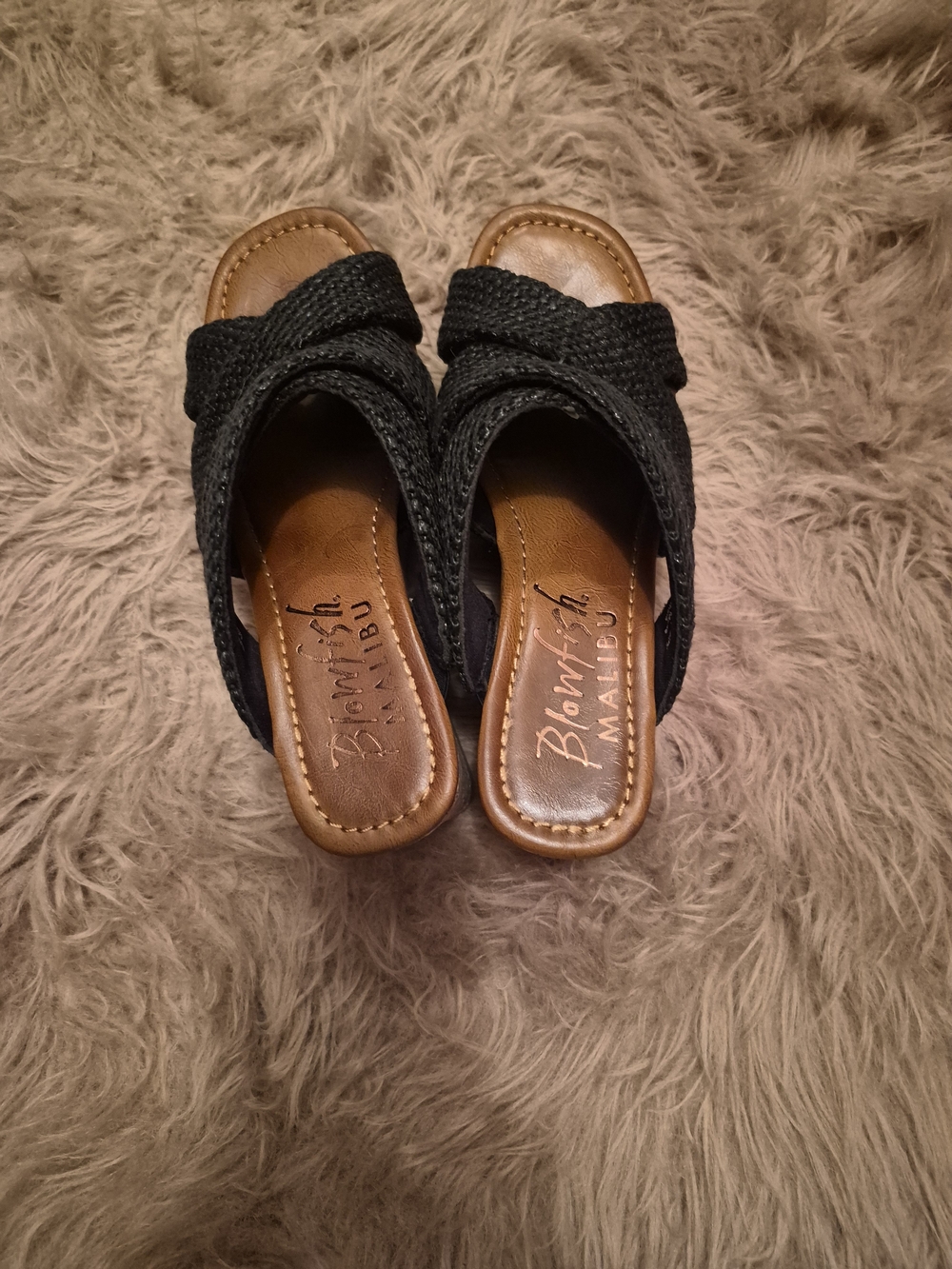 Blowfish Black Woven Slide Sandals